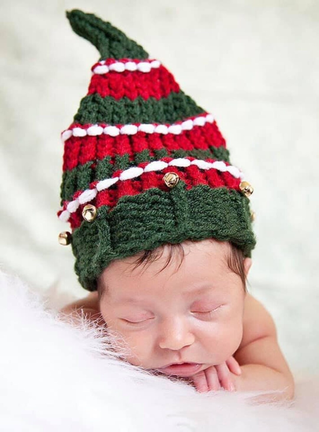 Easy LOOM KNITTING PATTERN Baby Christmas Elf Hat Christmas Newborn