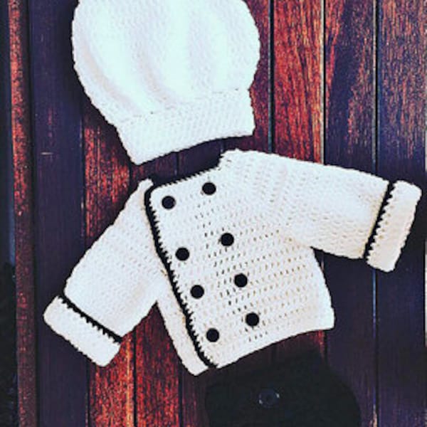 EASY CROCHET PATTERN -  Chef's Hat Coat Diaper Cover - Baby - Windlyn Chef Set - Ava Girl Patterns