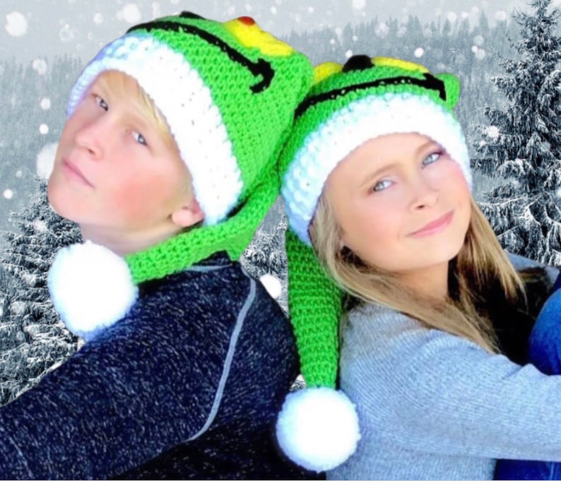 EASY CROCHET PATTERN Elf Hat Grumpy Christmas Hat Christmas Hat Holiday 8 Sizes Ava Girl Patterns image 1