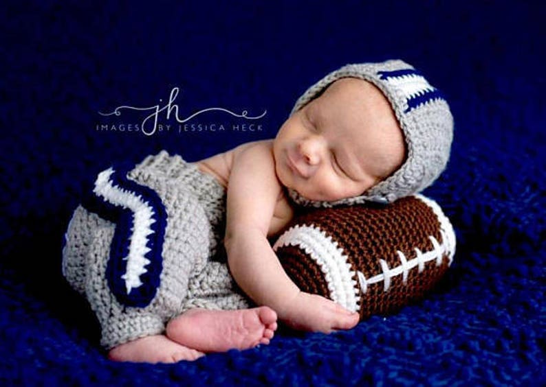 EASY CROCHET PATTERN Baby Football Set Helmet Pants Plush Football Newborn Johnny Football Ava Girl Patterns image 1