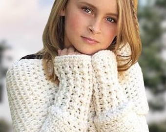 EASY CROCHET PATTERN - Sweater Wrapped Scarf - Sleeve Scarf - Sweater Scarf - Winter Wear - Sashland Sleeved Shrug - Ava Girl Patterns