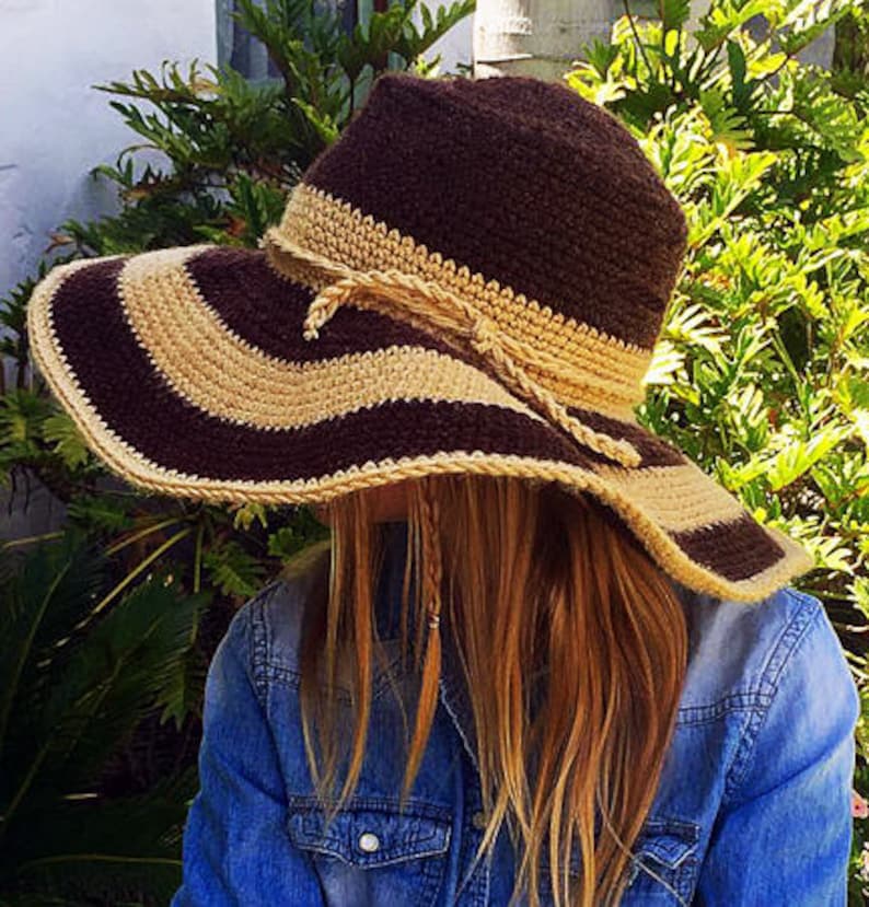 EASY CROCHET PATTERN Sun Hat Large Brim Hat Beach Hat Floppy Hat Women's Hat Girls Boho Hat Lynlee Sun Hat Ava Girl image 1