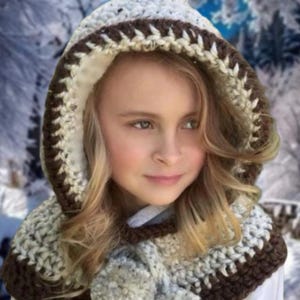 EASY CROCHET PATTERN - Hooded Cowl - Scarf - Women - Girl&#39;s - Penelope Hood - Ava Girl Patterns