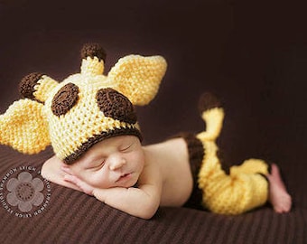 EASY CROCHET PATTERN - Baby Giraffe Hat - Baby Pants - Diaper Cover - Bailey the Giraffe Set - Ava Girl Designs