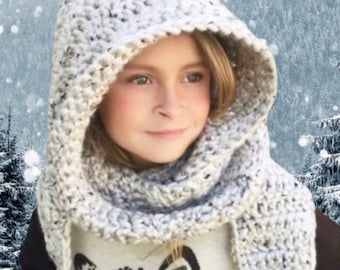 EASY CROCHET PATTERN - Hooded Scarf - Scarf - Hooded Neck Warmer - Women's - Girl's - Scoodie - Chloe Hooded Scarf - Ava Girl Patterns