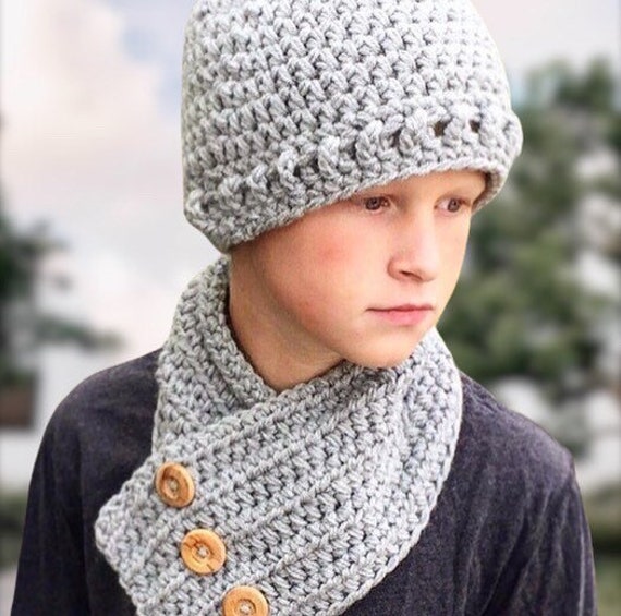 Easy CROCHET PATTERN - Beanie Hat - Neck Warmer - Men display picture 2