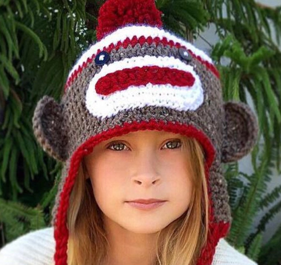 CROCHET PATTERN Sock Monkey Hat Baby Child Adult Etsy