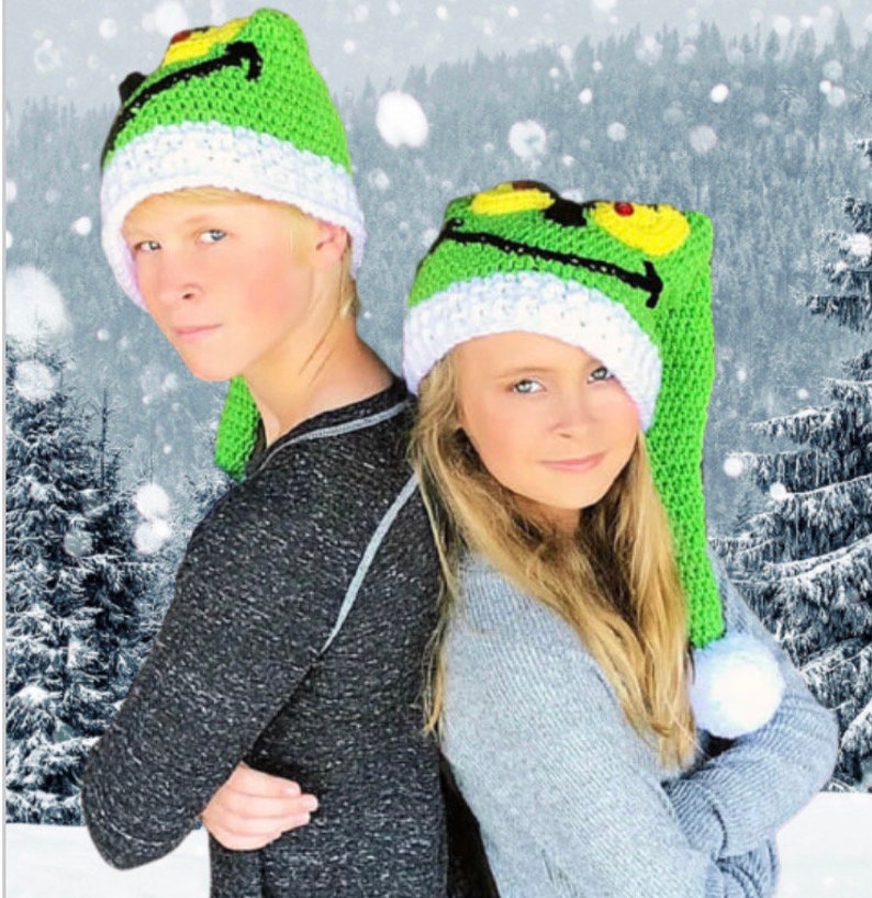 EASY CROCHET PATTERN Grinch Inspired Christmas Hat Holiday Elf Hat 8 Sizes Ava Girl Patterns image 2