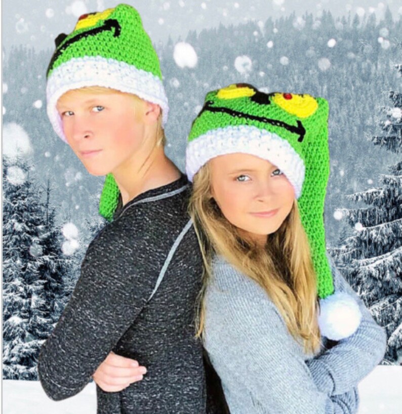 EASY CROCHET PATTERN Elf Hat Grumpy Christmas Hat Christmas Hat Holiday 8 Sizes Ava Girl Patterns image 3