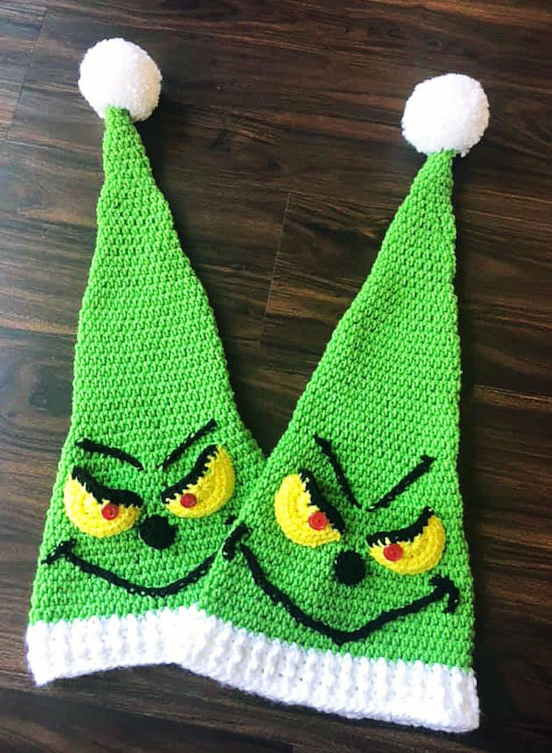 EASY CROCHET PATTERN Grinch Inspired Christmas Hat Holiday Elf Hat 8 Sizes Ava Girl Patterns image 7