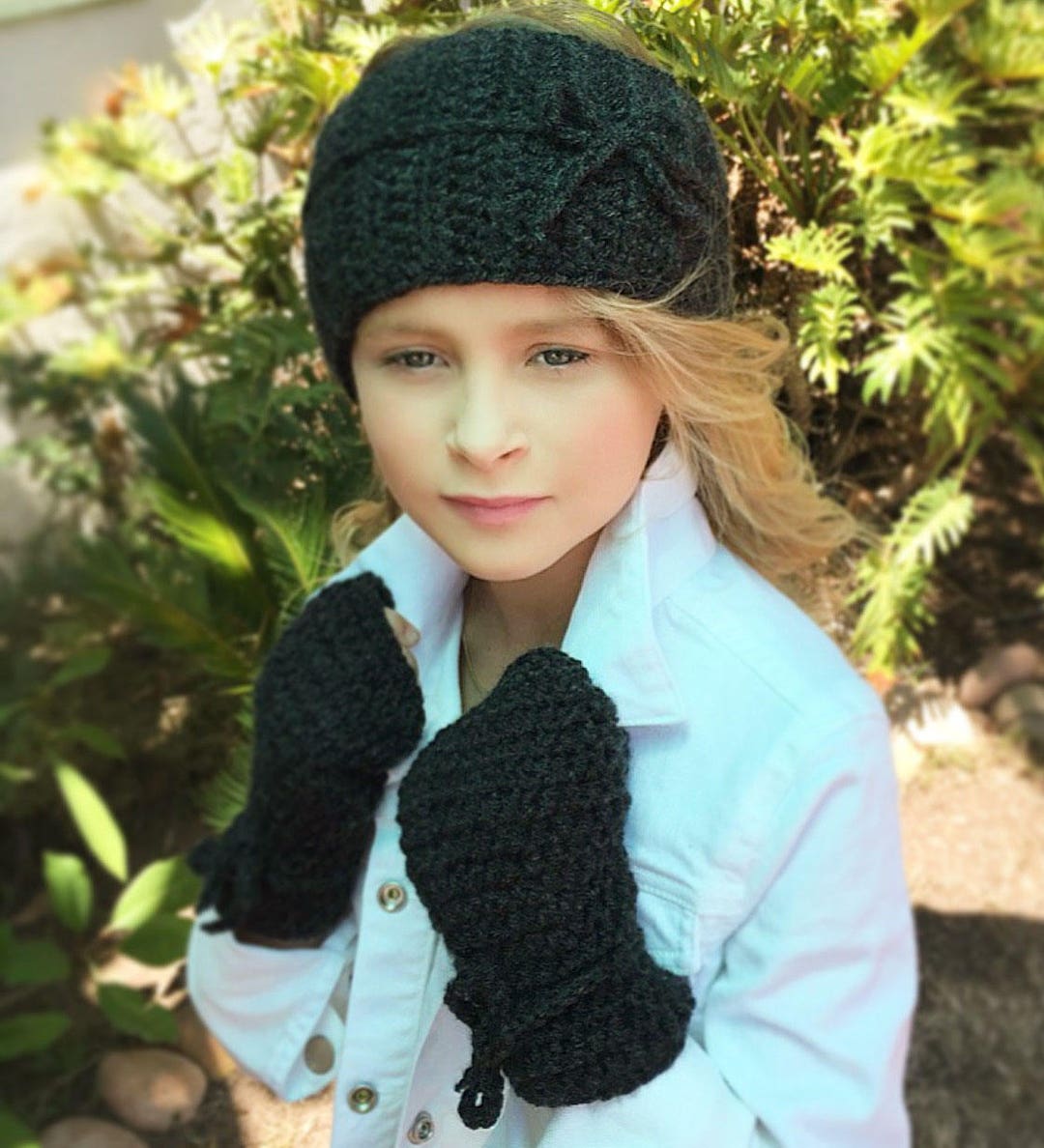 EASY CROCHET PATTERN Head Warmer Hand Warmer Fingerless Gloves Ear