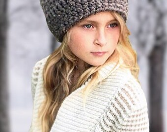 EASY CROCHET PATTERN - Chunky Beanie Hat - Hat Crochet Pattern - Girl's Hat  - Women's Hat  - Pom Pom Hat - The Elsa Hat - Ava Girl Patterns