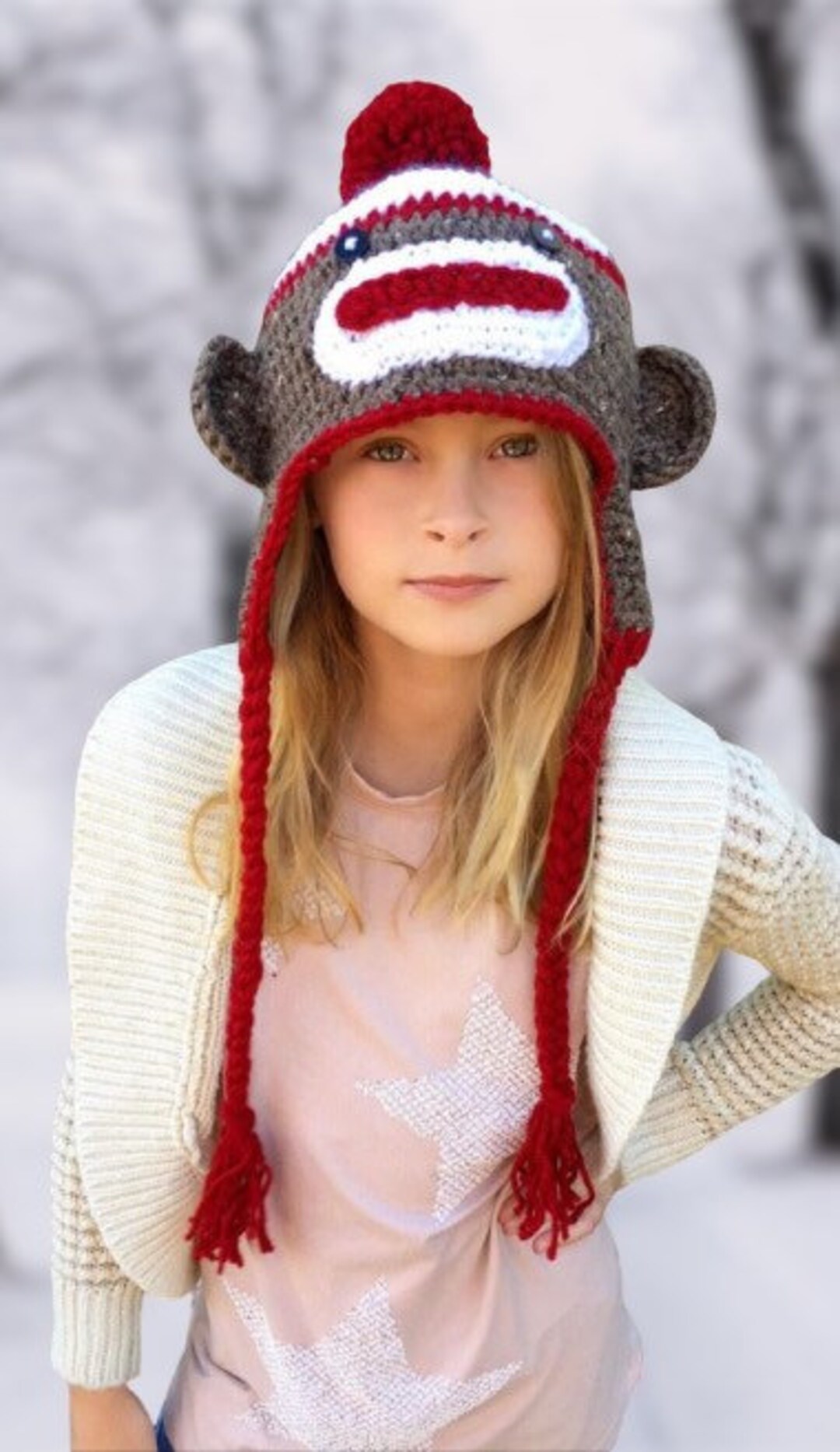 Easy CROCHET PATTERN Sock Monkey Hat Baby Child Adult Animal Hat Photo