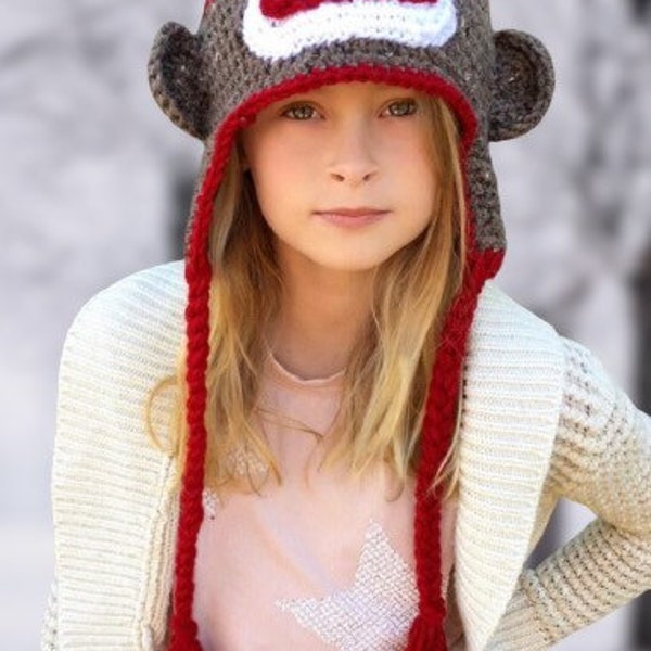 Easy CROCHET PATTERN - Sock Monkey Hat - Baby - Child - Adult - Animal Hat - Photo Prop - Cecil the Sock Monkey - Ava Girl Patterns