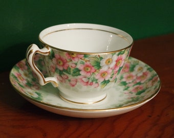 Vintage Pink and White Floral Tea Cup and Saucer