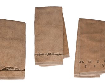 Western Embroidered Dish Towel (1) with running horses or brands