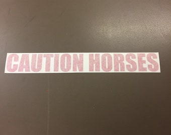 Caution Horses,  Please Stay Back , or Four Horses Running Red Reflective Horse Trailer Decal