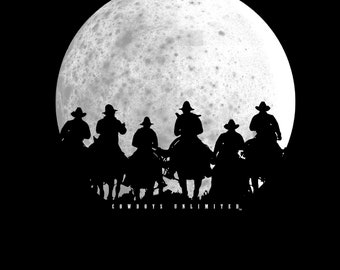 Moonlight  Cowboys Unlimited  black unisex western t-shirt