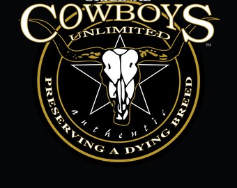 Authentic, Skull,  Cowboys Unlimited  black unisex western t-shirt, western t-shirt, Rodeo Shirt, Cowboy T-Shirt, Western Shirt