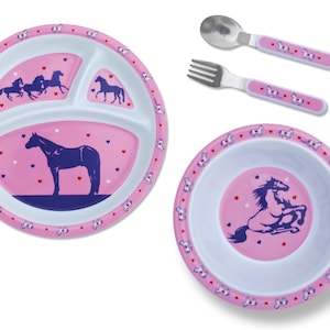 4 pc horse or cowboy Kids Dinnerware gift set