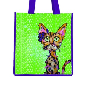 Bengal Cat Tote Bag, Cat Tote Bag, Leopard Print Cat Tote Bag, Cat Lover, Cat Lovers, Animal Lover, Pet Lover, Reusable, Eco Friendly Bag