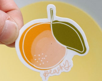 Peachy hand drawn sticker / sticker for Waterbottle / cute stickers for girls / peach sticker / sticker for laptop / sticker party favors