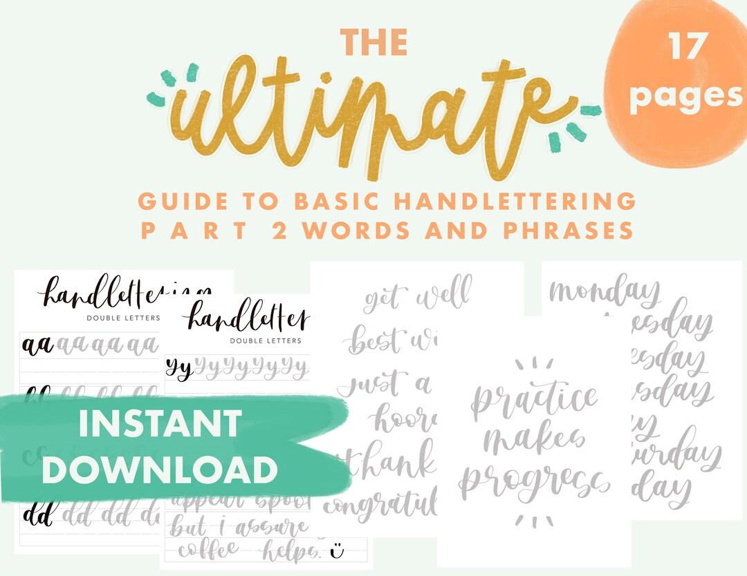 Handlettering Practice Sheets: Double Letters, Weekdays (digital ...