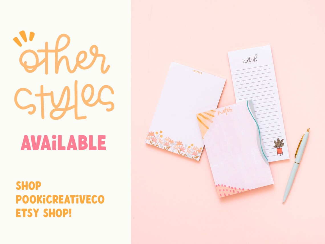 Modern Floral Notepad Fridge Notepad Fridge Pad Etsy