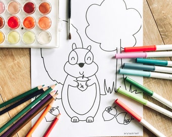 Woodland animal art | animal coloring sheets for kids  | coloring and activity page for kids | kids indoor crafts coloring book for children