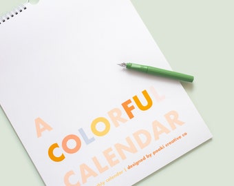 Bold and Colorful 11x14 Calendar - Minimalist Design - High Quality Print - Ready to Hang - appointment planner - gift for her