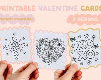 Printable valentines for kids | coloring page valentine card  | non candy valentine | valentines for classmates | valentines for students