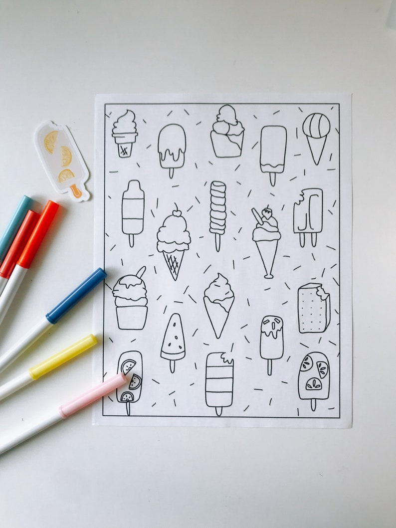 Beach Themed Printable Coloring Sheets for Kids / Hippy Van - Etsy