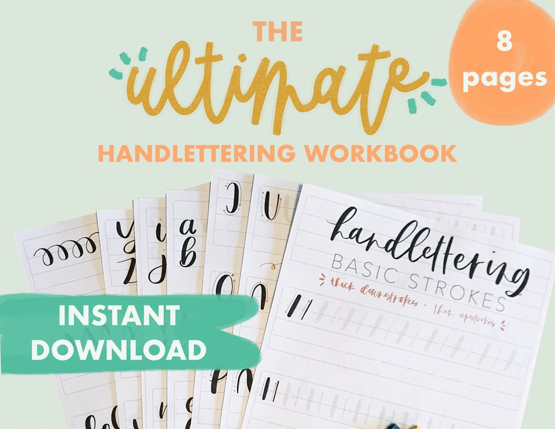 Easy Handlettering Practice Sheets | Digital Download Calligraphy ...