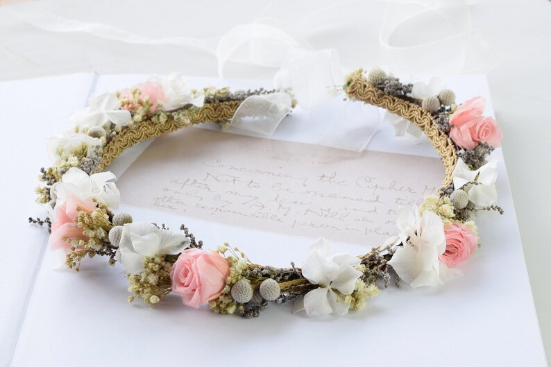 Romantic Roses crown Bridal flower crown pink roses Flower crown Preserved flower crown Headband Dried flower crown Flower crown