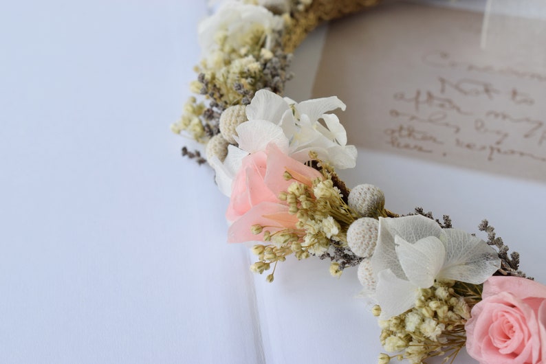 Romantic Roses crown Bridal flower crown pink roses Flower crown Preserved flower crown Headband Dried flower crown Flower crown