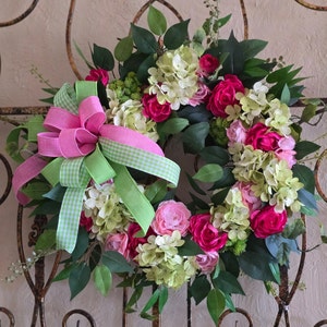 Pink Ranunculus Wreath, Pink Floral Wreath, Spring Floral Wreath, Valentine&#39;s Day Wreath, Summer Wreath for Front Door, Housewarming Gift