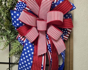 Patriottische rode, witte en blauwe strik, Fourth of July en Memorial Day-kransaccent, Celebrating USA 250 yrs Home decor, Americana Decor