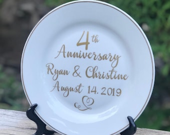 4th anniversary gift, personalized keepsake plate, anniversary gift for wife, anniversary plate, Valentine day gift