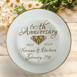 60th wedding anniversary gift for grandparents, 60th anniversary plate, personalized anniversary gift for parents, anniversary keepsake