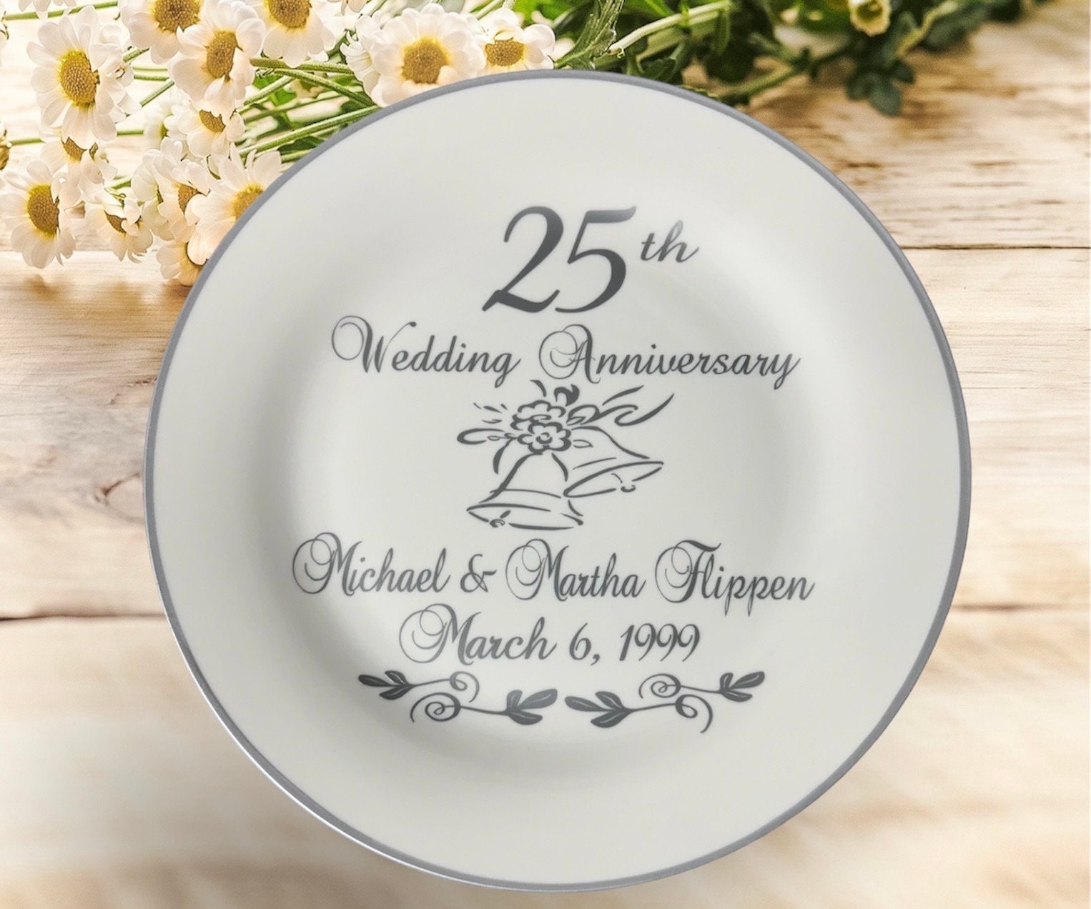 25th Anniversary Plate Silver Plated Gifts For Her 25th Wedding