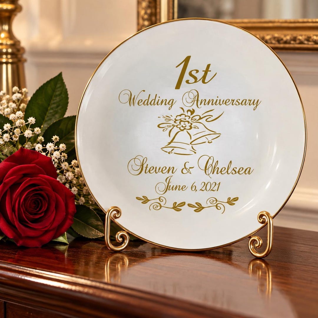 Personalized 1st Anniversary Plate, Custom Wedding Gift - Etsy 日本