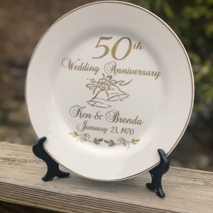 50th anniversary gift for parents, 50th anniversary gift, personalized anniversary plate, anniversary keepsake gift image 4