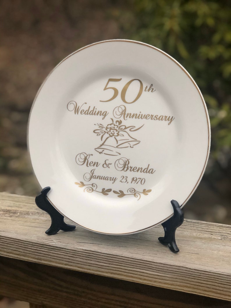 50th anniversary gift for parents, 50th anniversary gift, personalized anniversary plate, anniversary keepsake gift image 4