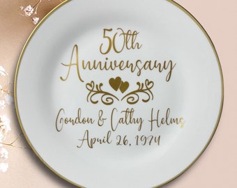 Personalized 50th Anniversary Plate: Gold Ceramic Keepsake