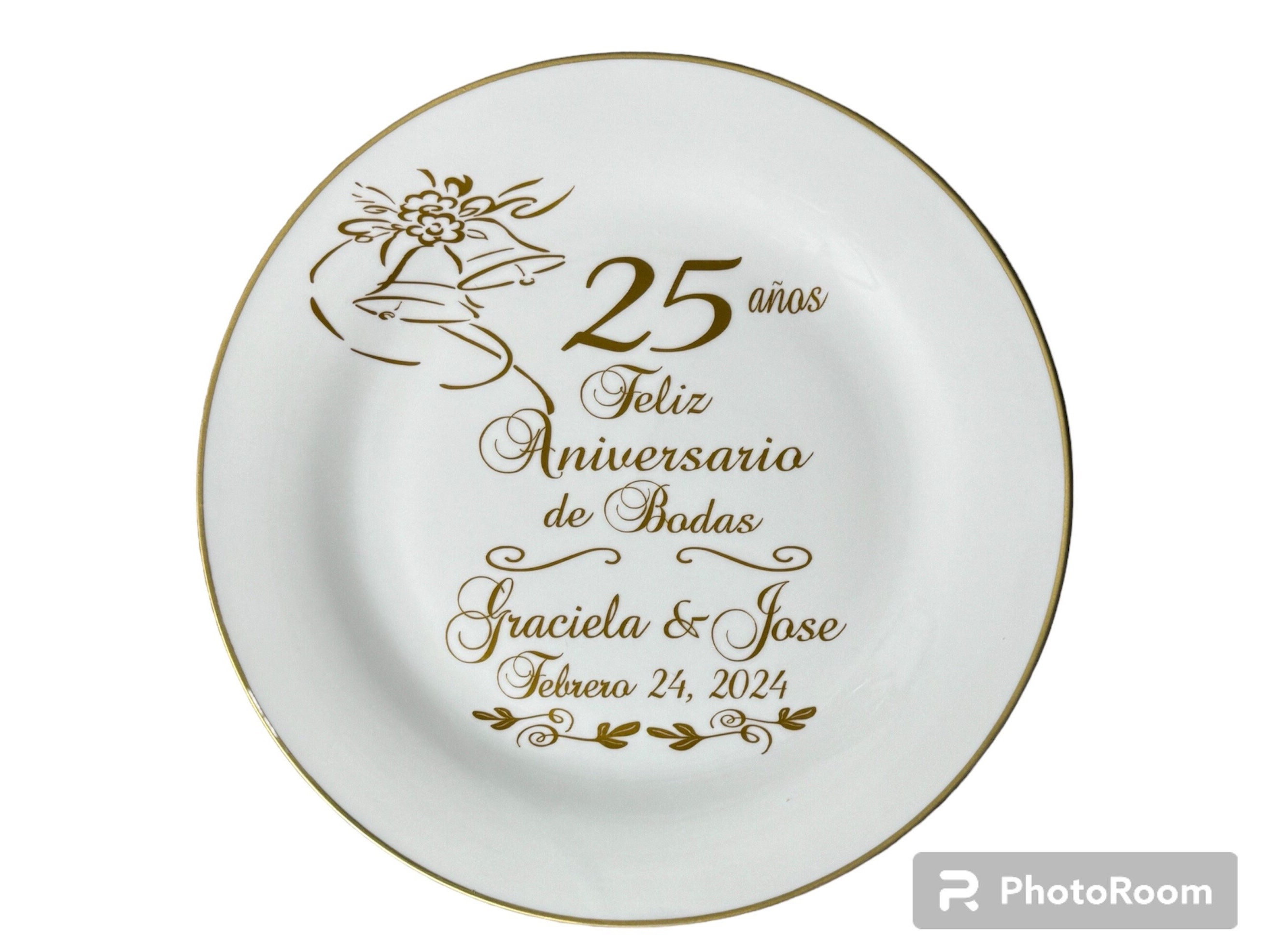 Personalized 25th Anniversary Plate: Gold Trim Ceramic Keepsake - Etsy