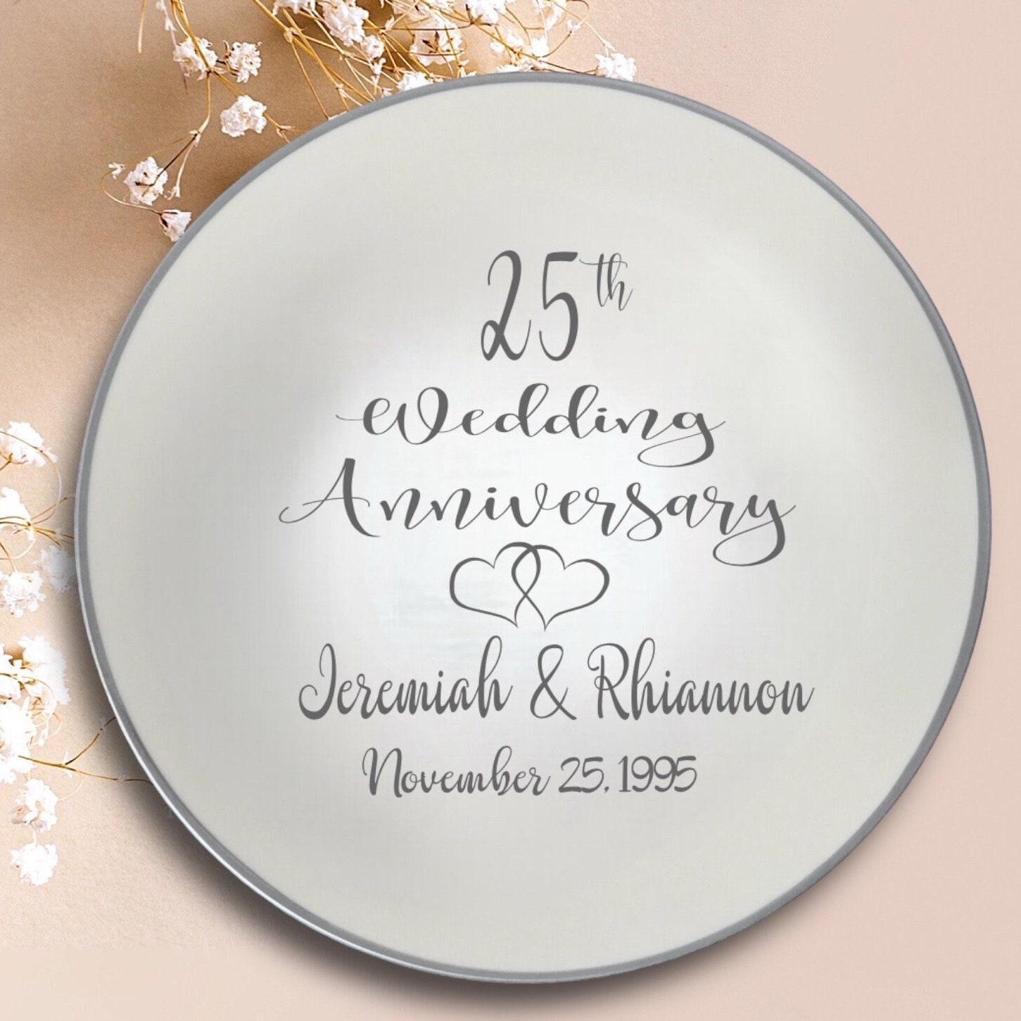 Personalized 25th Anniversary Ceramic Plate, Display Gift - Etsy