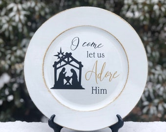 Decorative Christmas Nativity keepsake plate for display, christmas nativity decoration