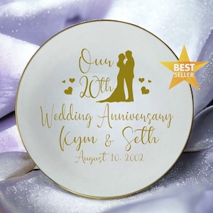 20th wedding anniversary gift, personalized wedding plate, 20th anniversary gift for parents, wedding anniversary gift for wife