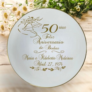 Spanish 50th wedding anniversary gift, 50th anniversary gift, personalized anniversary gift for parents, anniversary plate