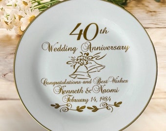 40th wedding anniversary gift , 40th anniversary gift, personalized anniversary gift for couple, anniversary plate